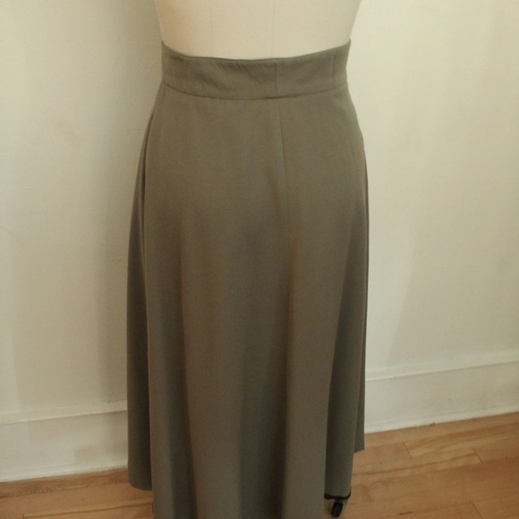 1980's Olive Drab Wool Twill Dior Separates Skirt - Picture 5 of 6